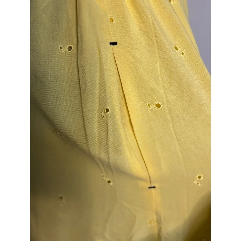 Joules‎ Yellow Eyelet Button Front Midi Dress Shirt Dress Elastic Waist Size 6 - Picture 6 of 10
